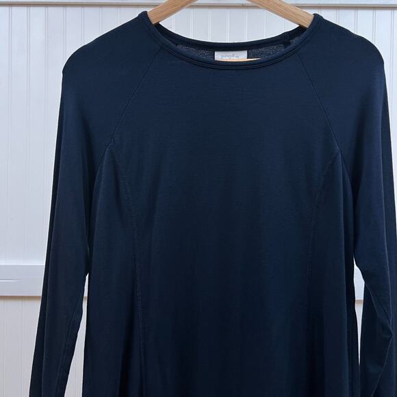 J. Jill Pure Jill Navy Blue Long Sleeve Tunic Top Size M Blouse Tee Stretch - Picture 1 of 8